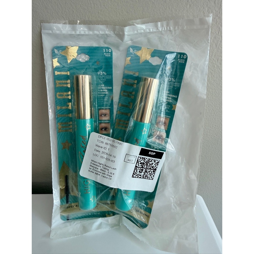 Milani Tubing Mascara Womens 0.35oz Black 110 Lash Extensions 2-Pack NWT